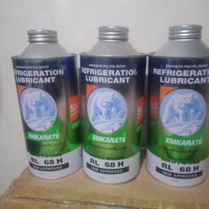 Emkarate refrigeration oil bottle for compressor lubrication in HVAC and cold room systems