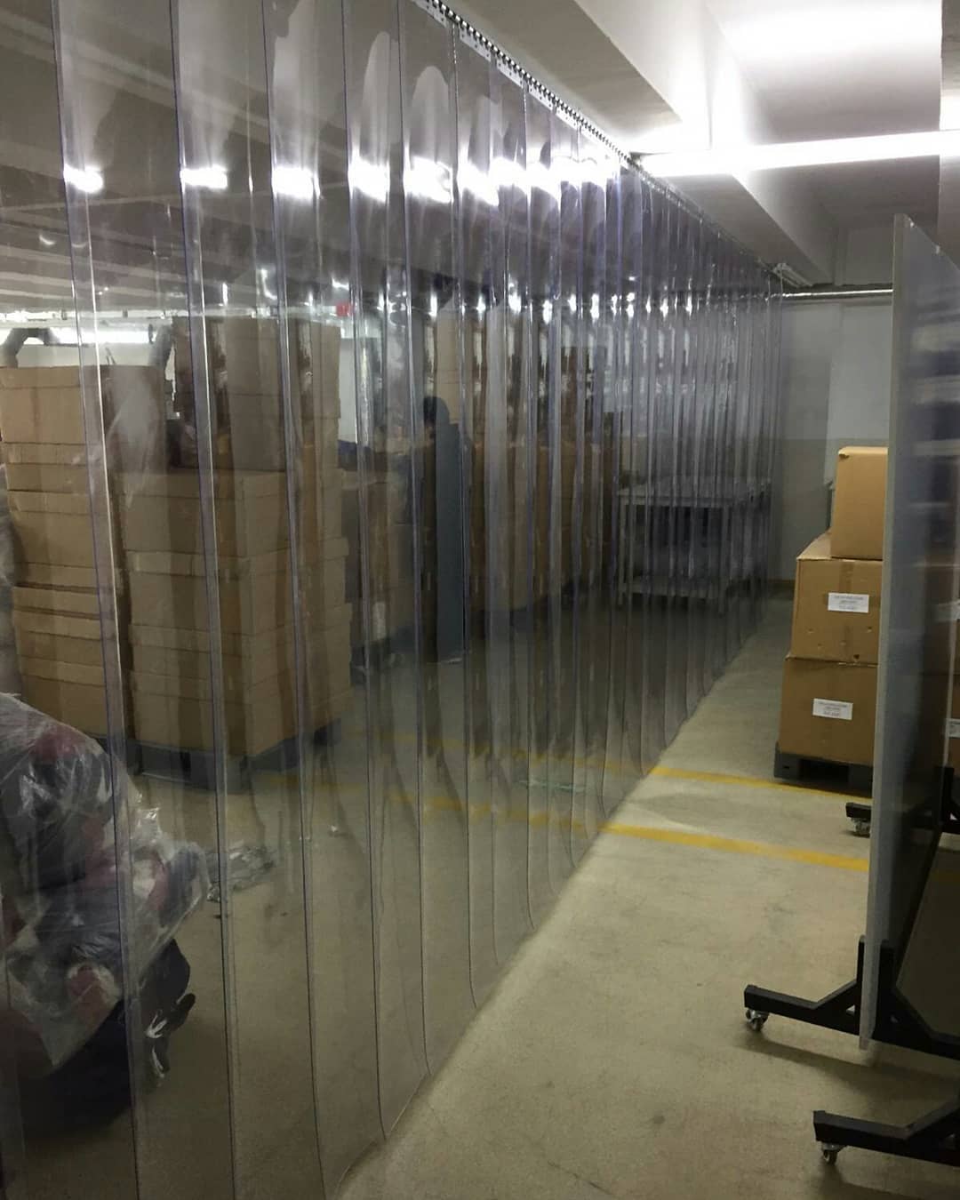 Industrial clear PVC strip curtain installed in a warehouse in Kenya