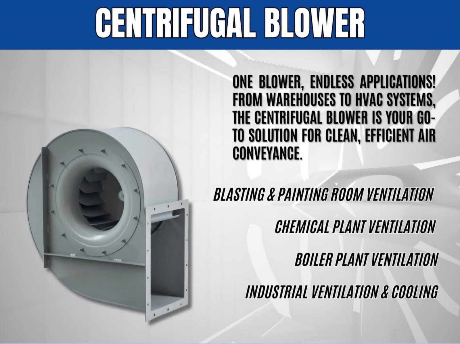 Heavy-duty industrial centrifugal fan with 2.2kW 3HP 380V motor for factory and warehouse ventilation in Kenya