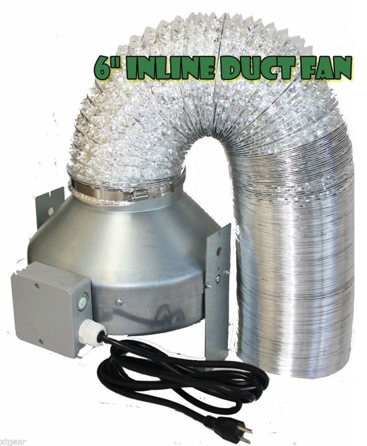 Inline duct fan with flexible aluminum ducting for HVAC, cold rooms, mushroom farms, greenhouses, warehouses, commercial kitchens, factories, and industrial ventilation systems in Kenya