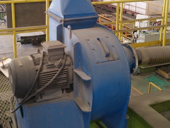 Heavy-duty centrifugal fan installed in manufacturing plant