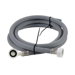 high-pressure washing machine inlet pipe with reinforced PVC hose and metal connectors.