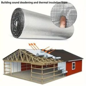 Reflective XLPE insulation sheet with aluminium foil for roof insulation, thermal insulation, soundproofing, and energy-efficient buildings in Kenya.