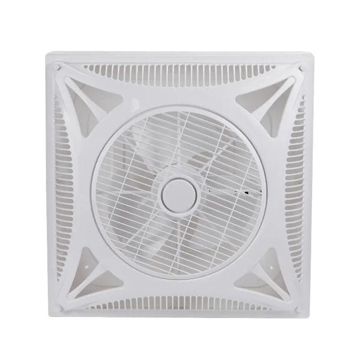 Ceiling mounted air circulation fan installed in an office boardroom