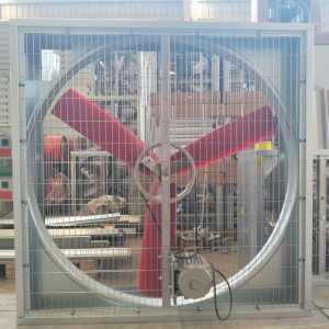 high-volume industrial fan with corrosion-resistant red nylon blades